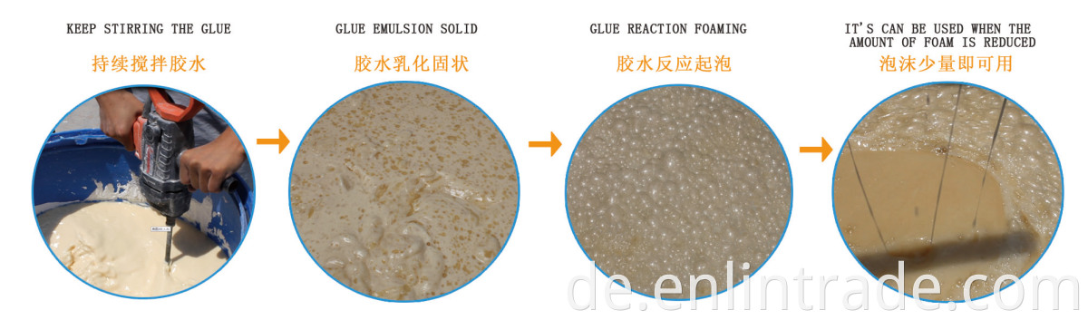 Resin glue reaction process